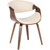 Symphony Dining Chair in Cream Leatherette & Walnut